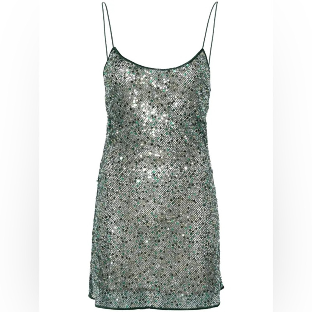 NWT Oséree sequined mesh minidress Small Green